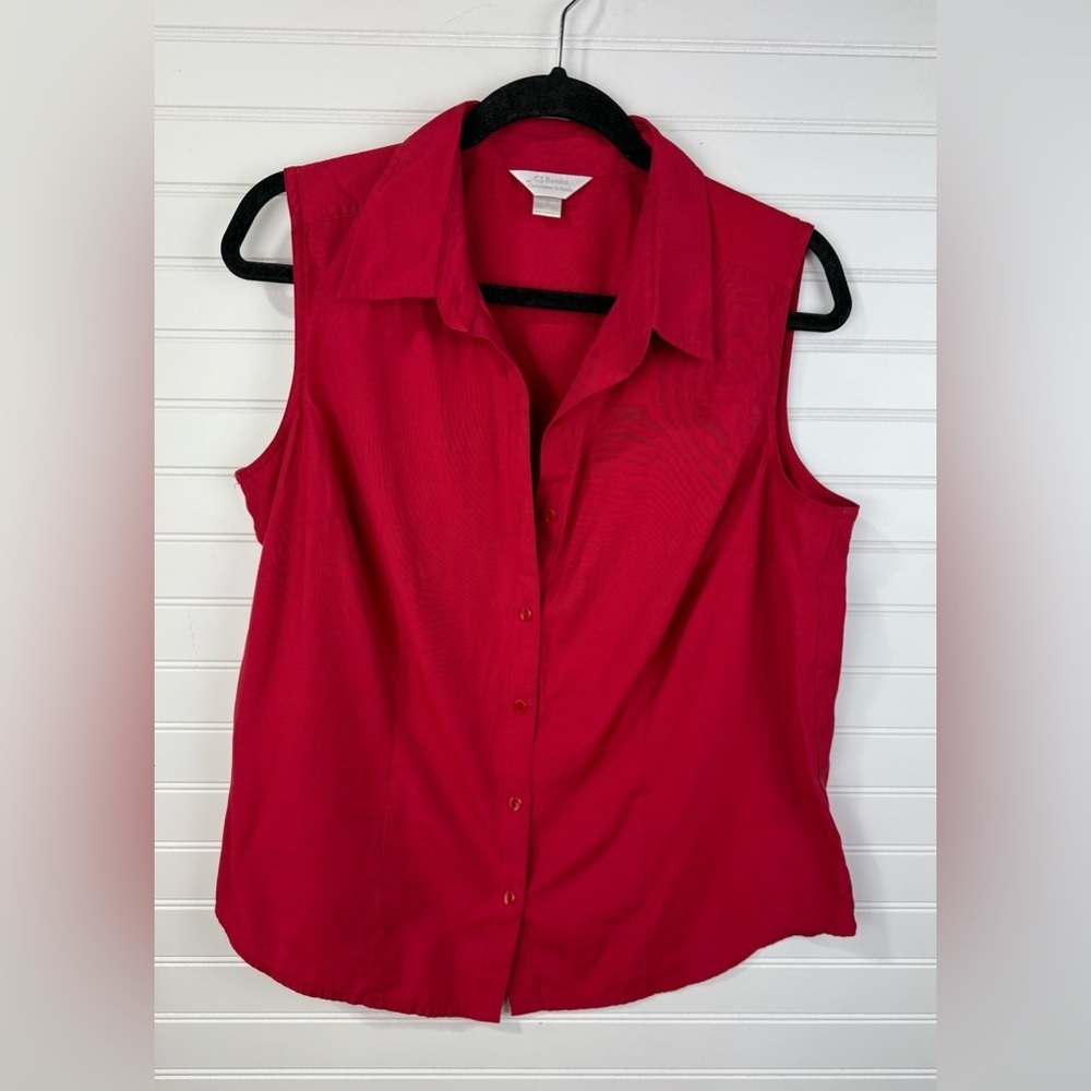 Christopher & Banks women’s dark red button down Sleeveless Blouse. Size X